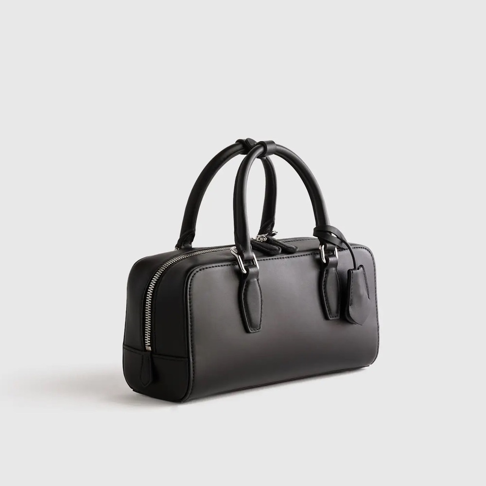 Quince Italian Leather Mini Bowler Crossbody Satchel - Picture 3 of 7